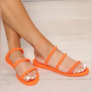 Olivia Miller Studded Jelly Slide Sandals Coral Pink Slip On 8